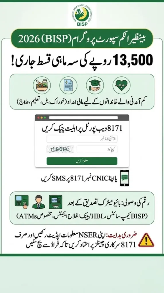 BISP 13500 Installment 2026: Online CNIC Check and 8171 Portal Verification Guide
